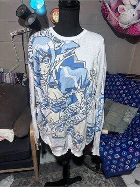 Reflem Light Blue Graphic Knit Sweater